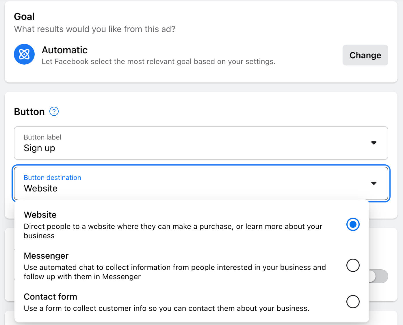 how-to-boost-high-performing-organic-posts-on-facebook-automate-goal-based-on-your-settings-sign-up-cta-call-to-action-specify-destination-example-13