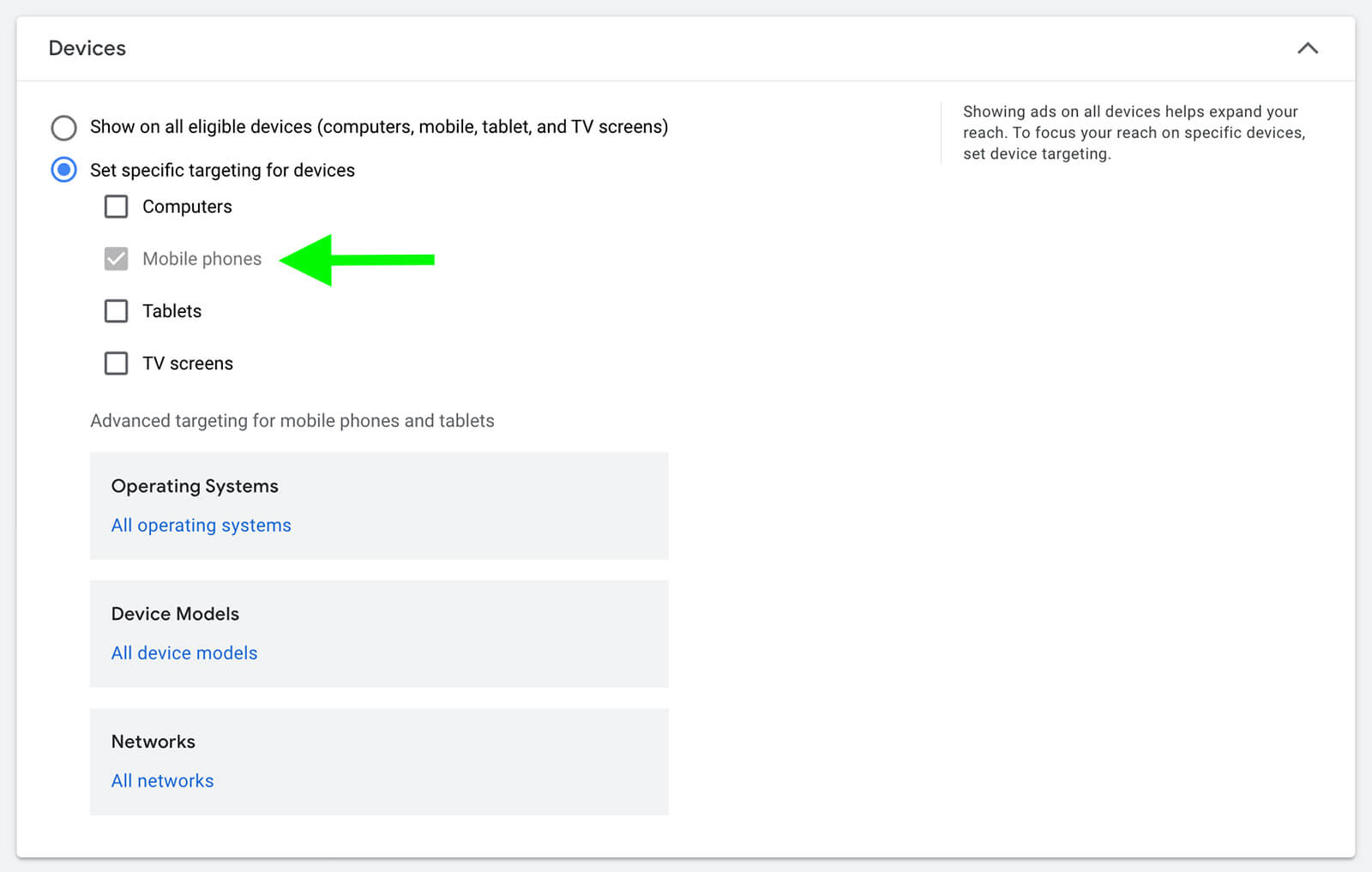 how-to-configure-device-targeting-using-youtube-shorts-ads-open-devices-panel-set-specific-targeting-for-devices-mobile-phones-select-operating-systems-models-network-example-4