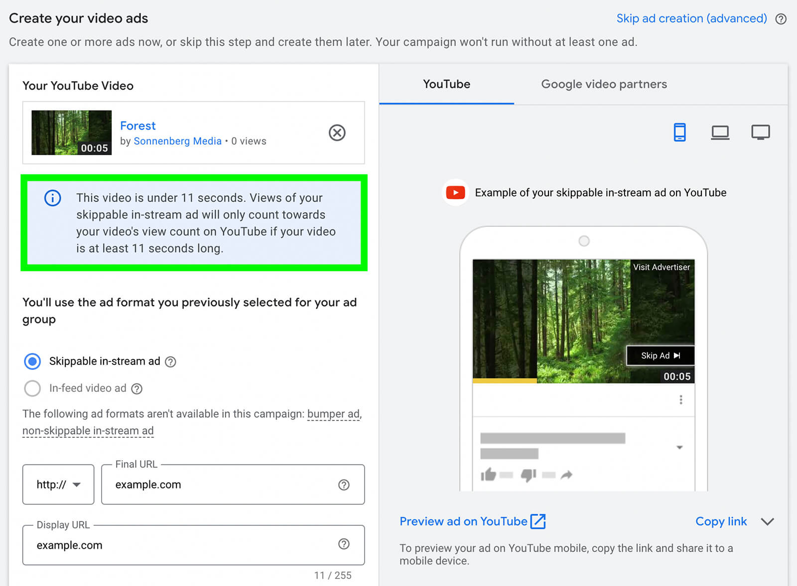 how-to-create-a-video-ad-with-an-existing-short-using-youtube-shorts-ads-this-video-is-under-eleven-seconds-only-count-towards-view-count-if-at-least-eleven-seconds-long-example-5