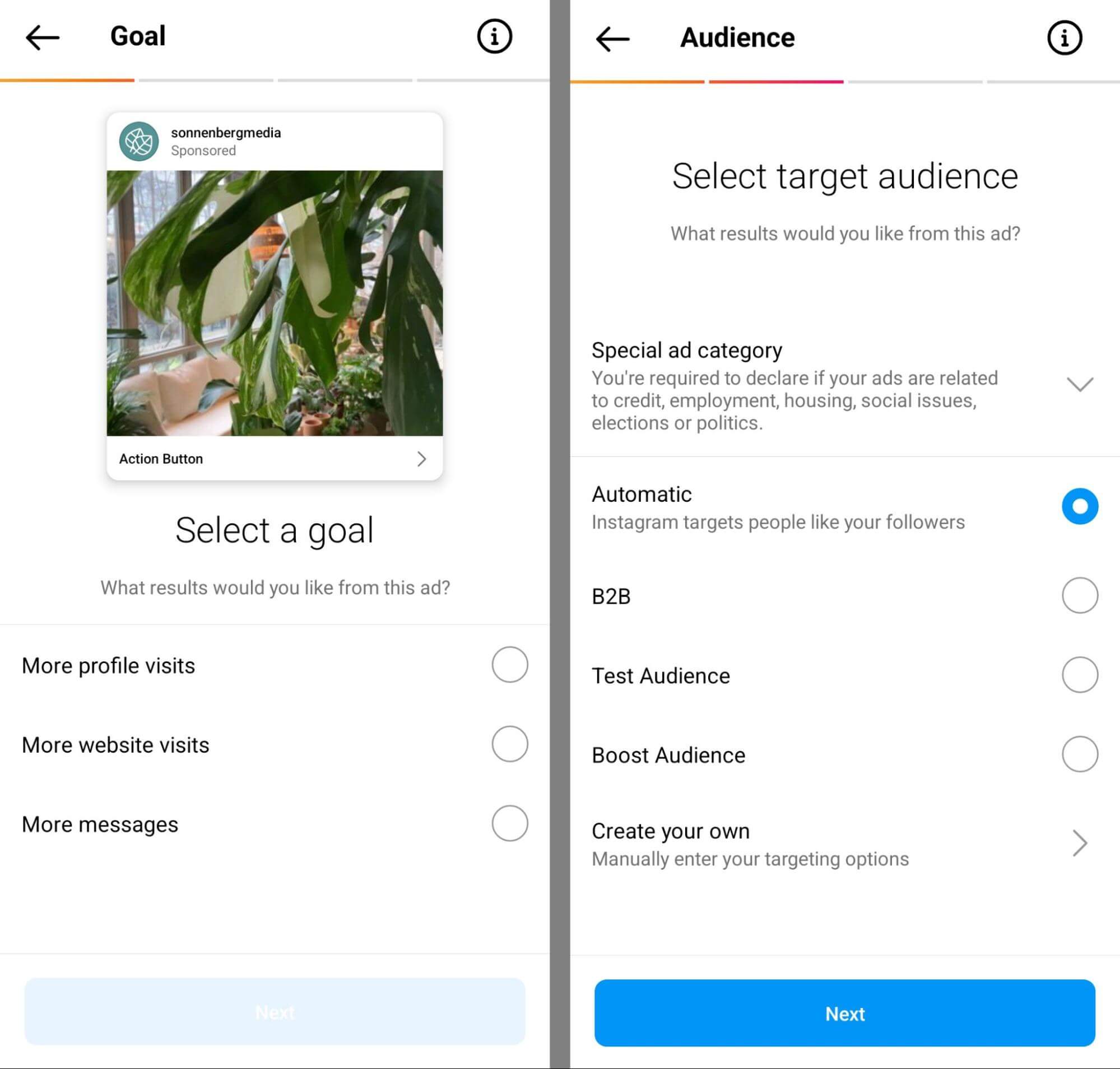 how-to-grow-your-emai-list-on-instagram-using-instagram-ads-boost-successful-organic-content-choose-goal-profile-visits-website-messages-example-14