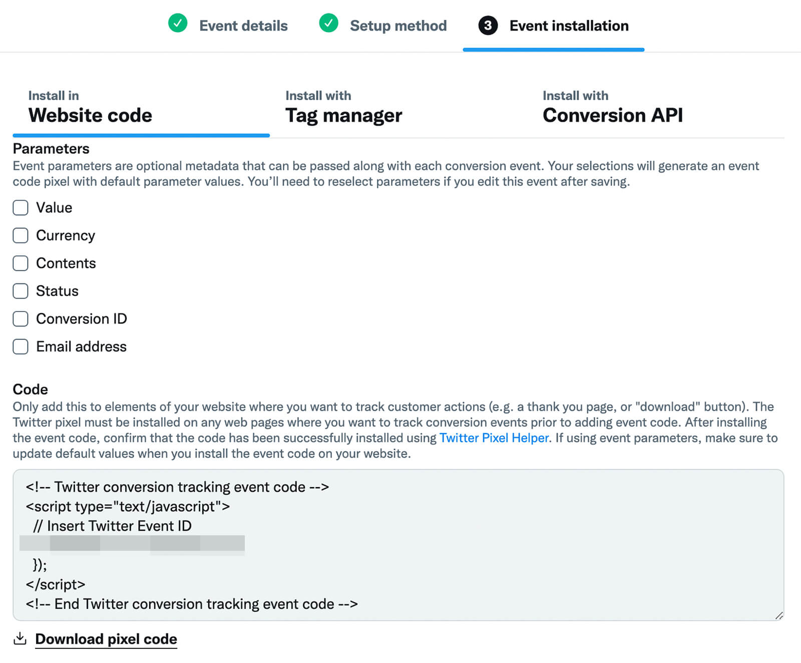 how-to-install-conversion-events-using-twitter-pixel-define-event-with-code-choose-parameters-example-10