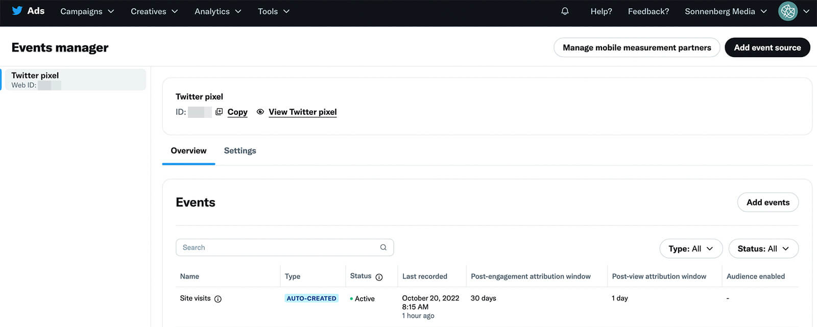 how-to-verify-your-twitter-pixel-events-manager-overview-tab-automatically-creates-two-default-events-site-visits-and-landing-page-views-example-6