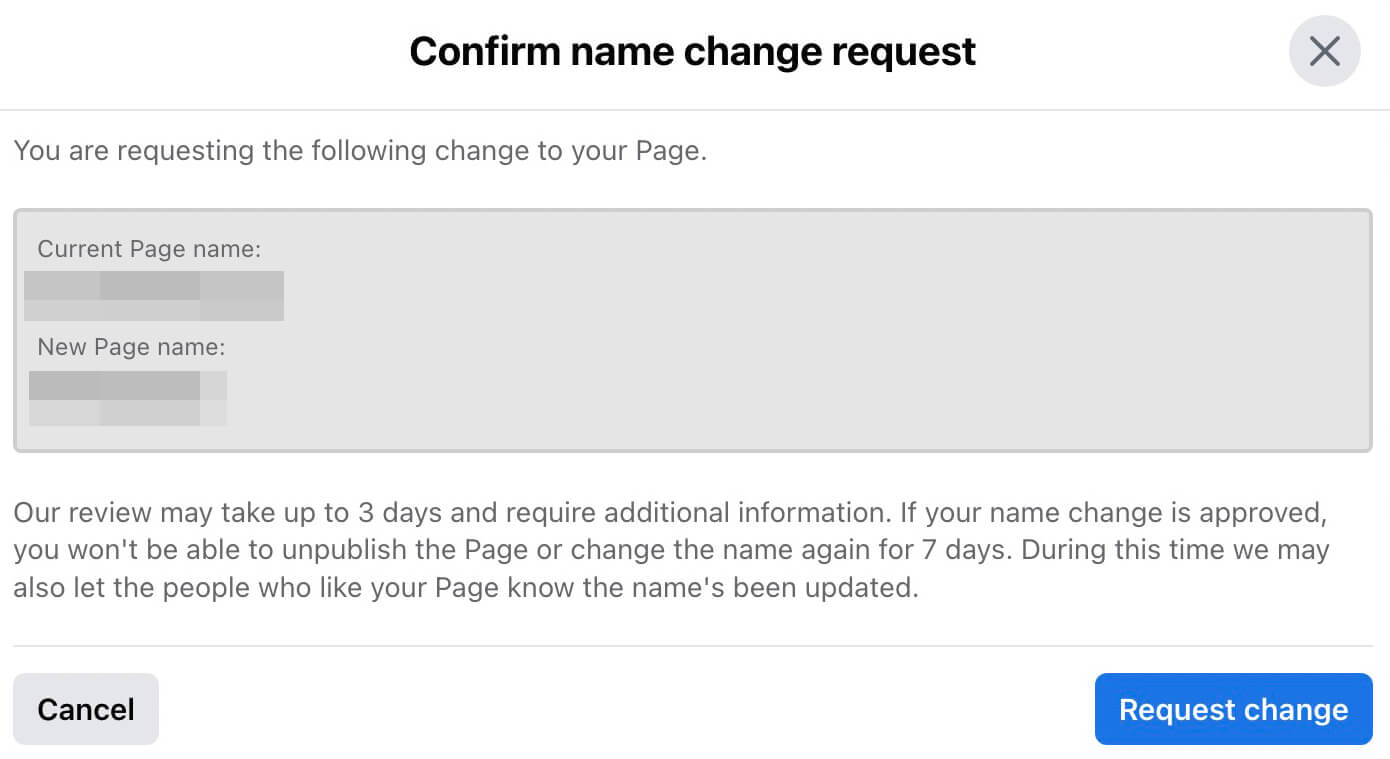 how-to-change-the-name-of-your-facebook-page-settings-page-info-enter-new-name-pop-up-to-confirm-name-change-click-request-change-button-example-17