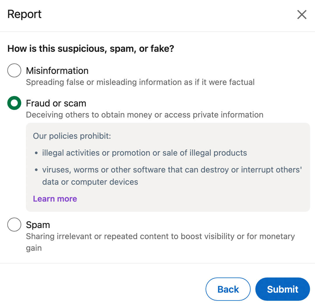 how-to-report-fake-linkedin-company-pages-select-fraud-or-scam-submit-fake-company-example-14