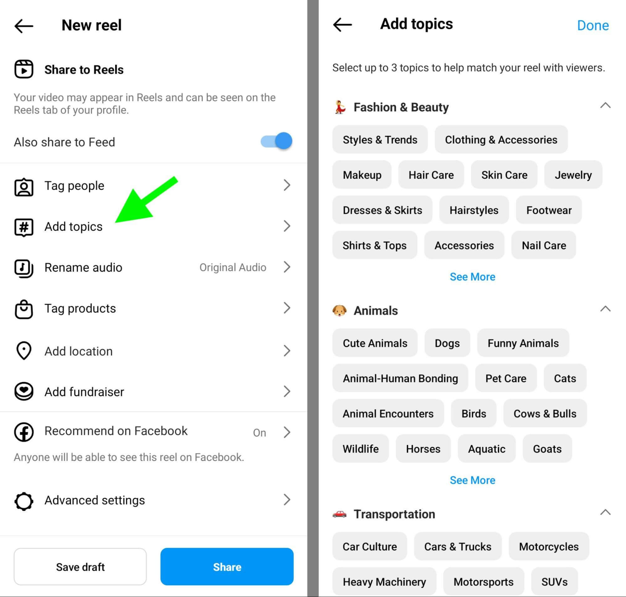 how-to-use-instagram-hashtags-reach-and-discovery-on-instagram-add-topics-to-each-reel-distribute-content-to-relevant-users-example-12