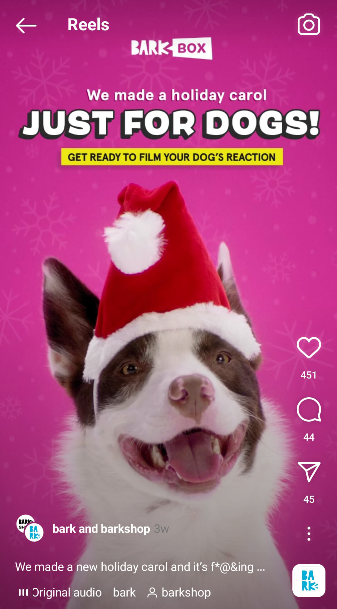 how-to-boost-your-instagram-engagement-do-not-create-engagement-bait-reel-encourages-viewers-viewer-submitted-reactions-bark-barkshop-example-1