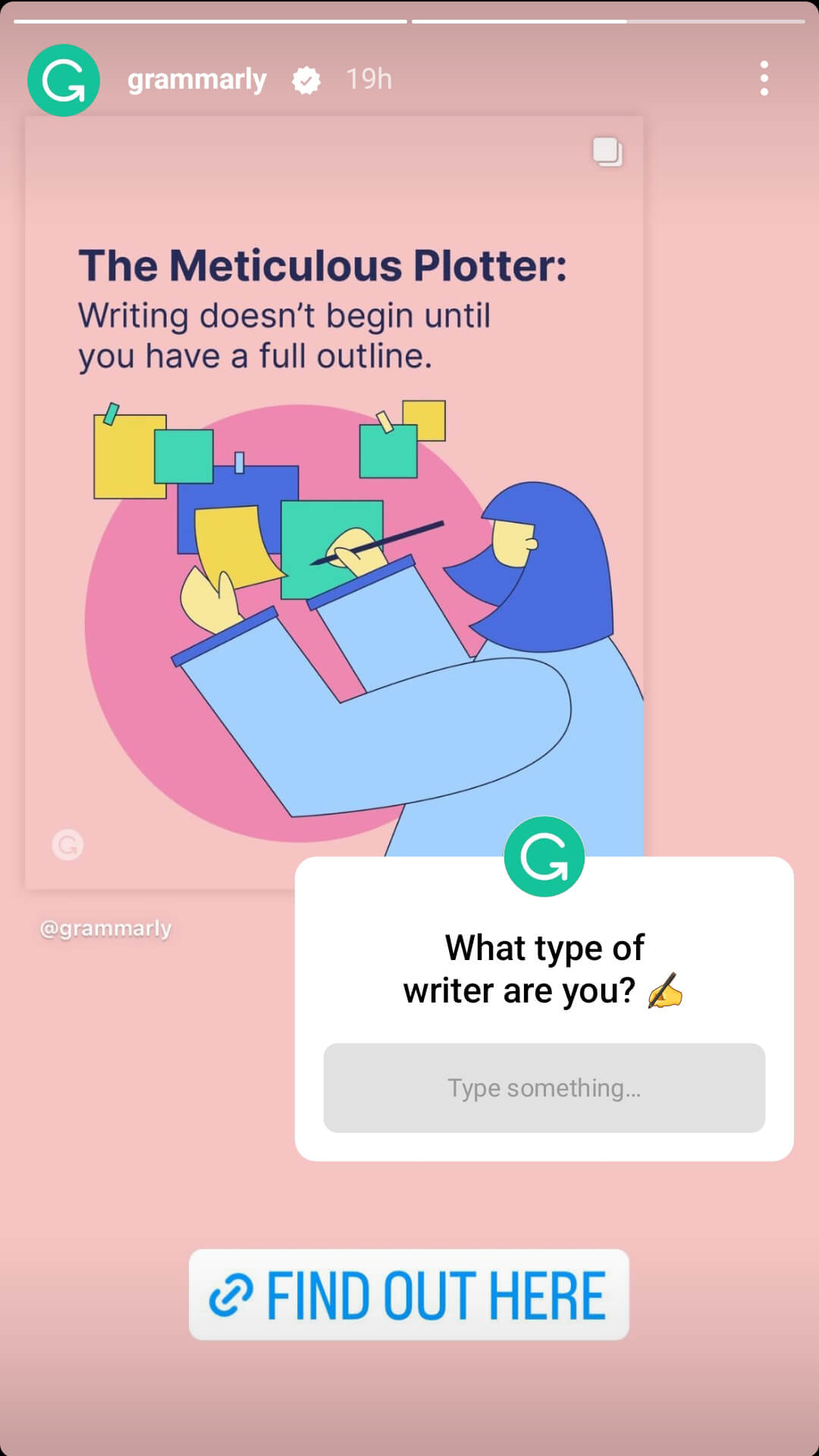 how-to-publish-instagram-stories-regularly-boost-engagement-audiences-attention-story-includes-feed-post-share-and-question-invites-viewers-to-interact-link-sticker-grammarly-example-6