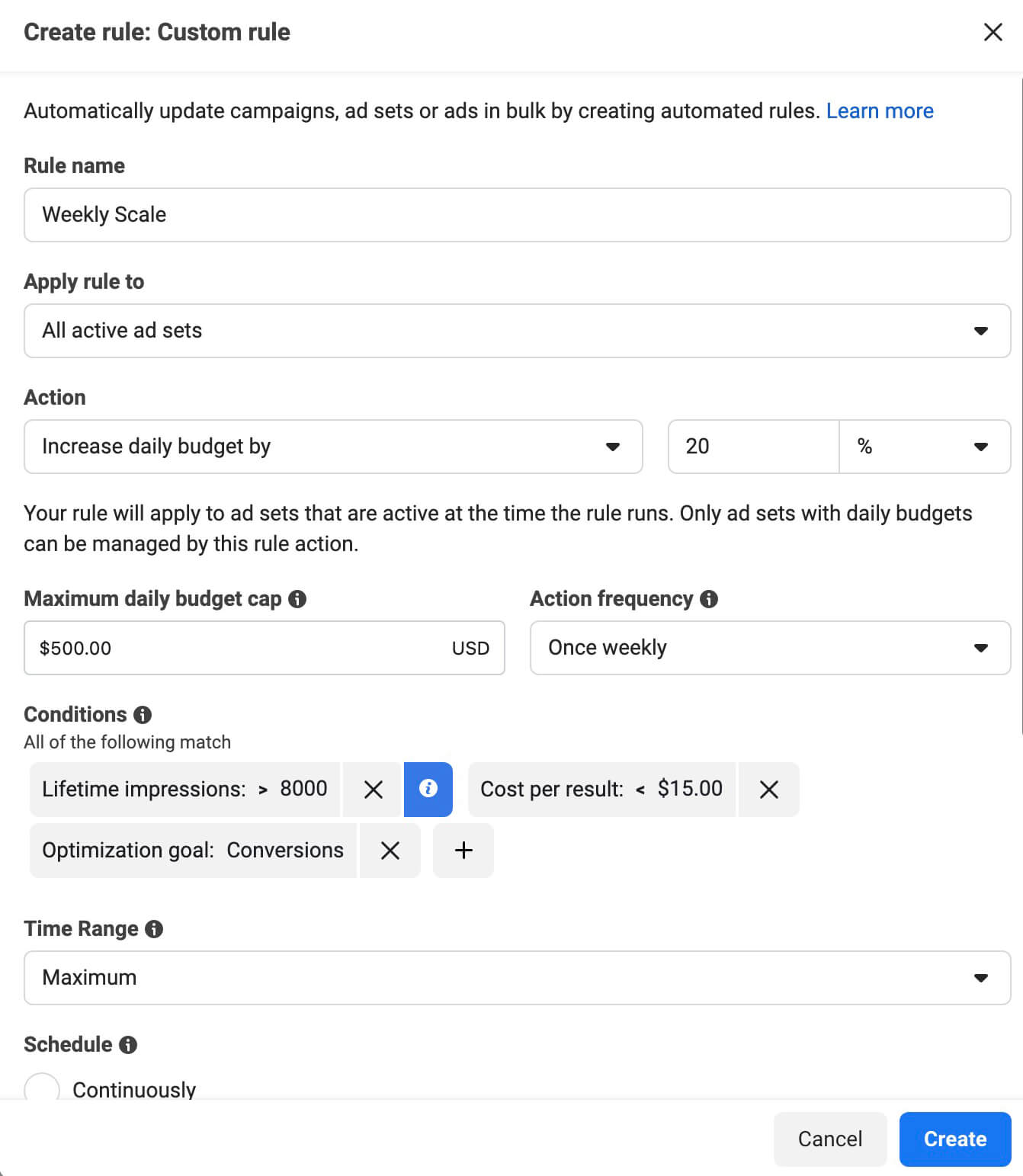 how-to-scale-automatically-with-preset-rules-for-facebook-ads-create-rule-custom-rule-conditions-for-scaling-based-on-kpi-campaigns-example-20