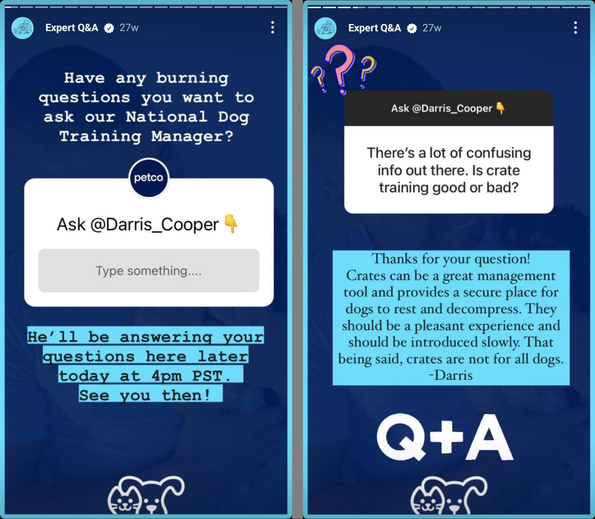 how-to-use-interactive-instagram-story-stickers-boost-engagement-question-invite-followers-to-request-advice-user-submmitted-questions-answers-expert-q-and-a-highlight-petco-example-8