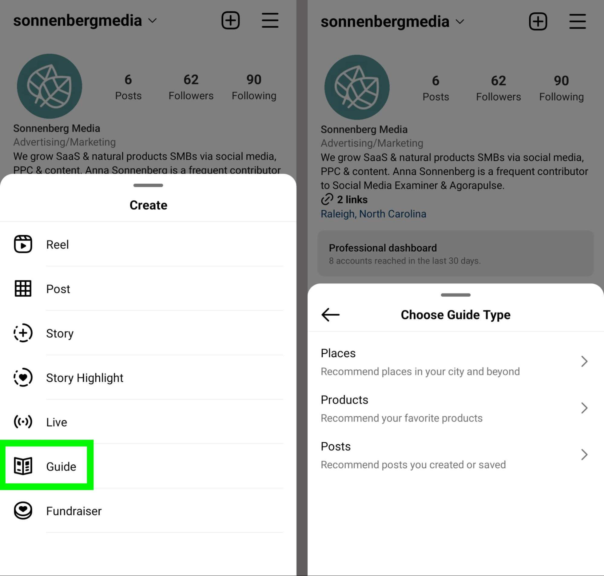 Tutorial to use Instagram Guides for Increased Visibility 2