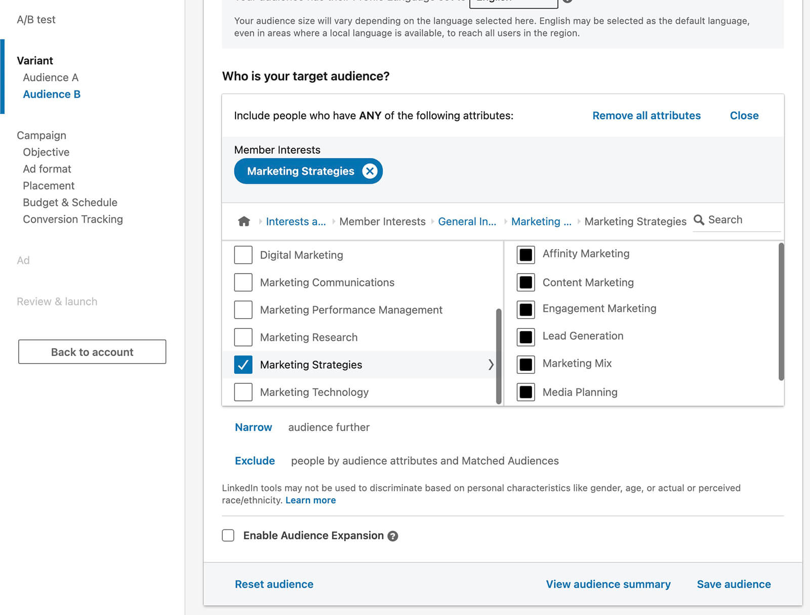 run-ab-test-in-linkedin-campaign-manager-build-ab-test-variants-audiences-13