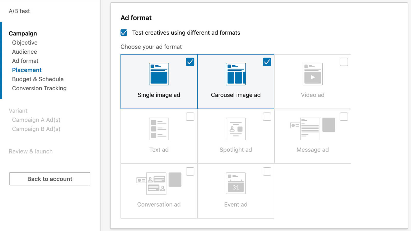 run-ab-test-in-linkedin-campaign-manager-set-up-campaigns-ad-format-5