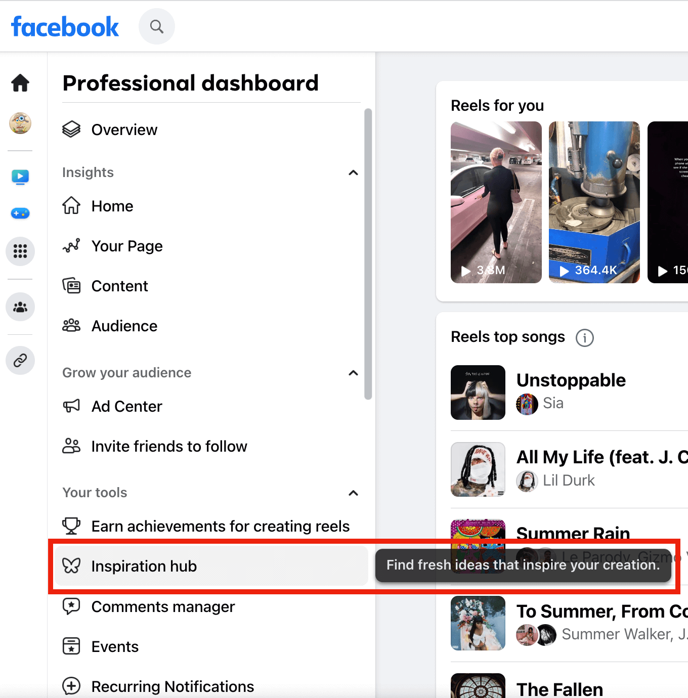 facebook-professional-dashboard-inspiration-hub