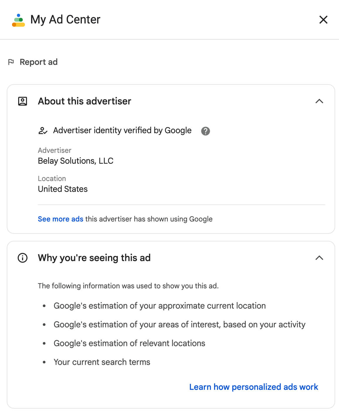 google-ads-transparency-center-youtube-about-this-advertiser-identity-belay-solutions-llc-search-terms-influenced-ad-delivery-11