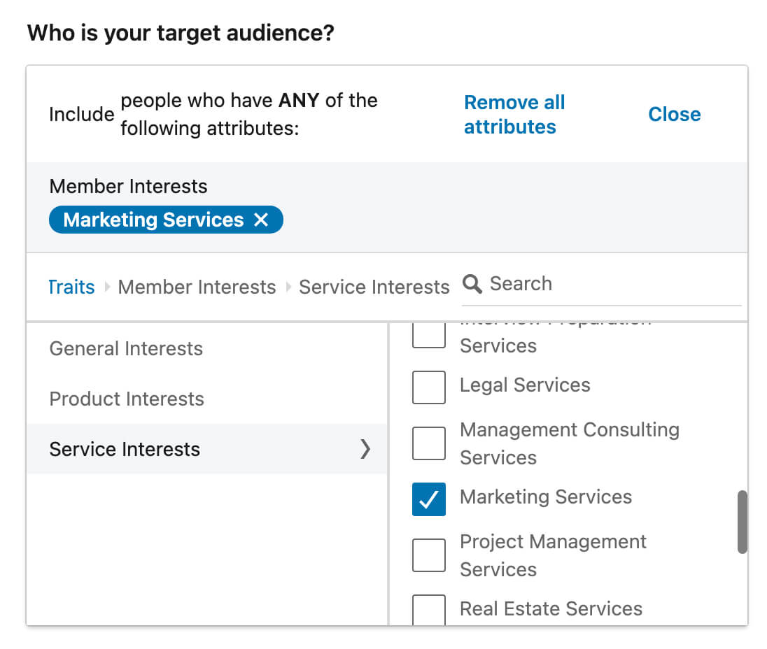 linkedin-ads-interest-targeting-align-audience-interests-with-awareness-levels-member-interests-service-interests-marketing-services-11