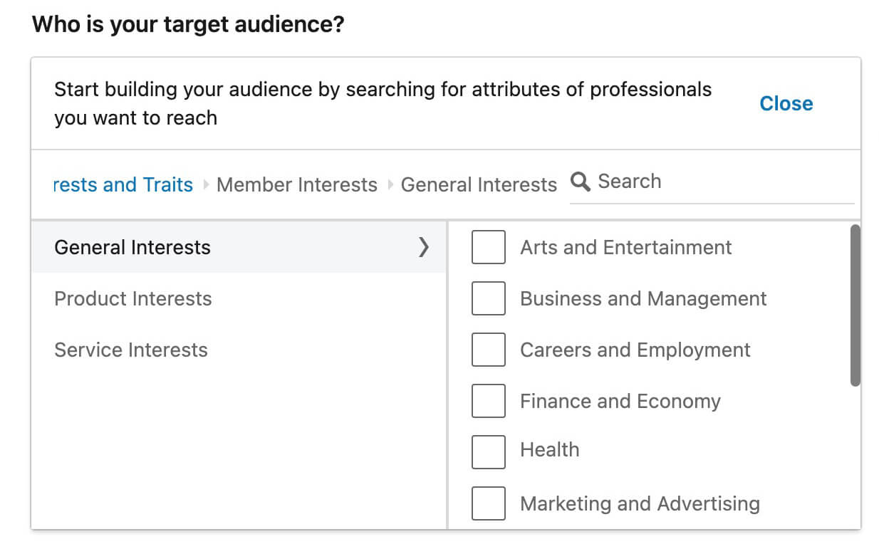 linkedin-ads-interest-targeting-general-interest-targeting-interests-and-traits-member-interests-general-interests-arts-and-entertainment-2