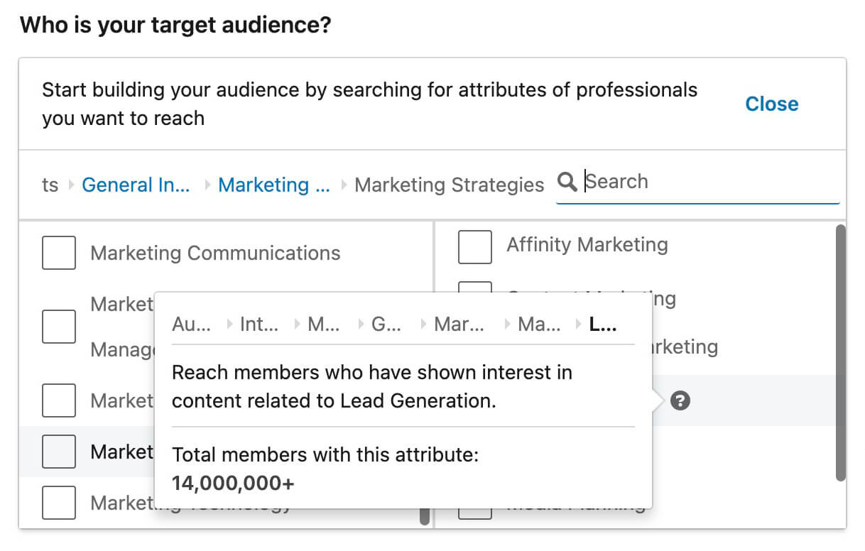 linkedin-ads-interest-targeting-high-level-general-interest-categories-marketing-strategies-content-related-to-lead-generation-members-with-this-attribute-4