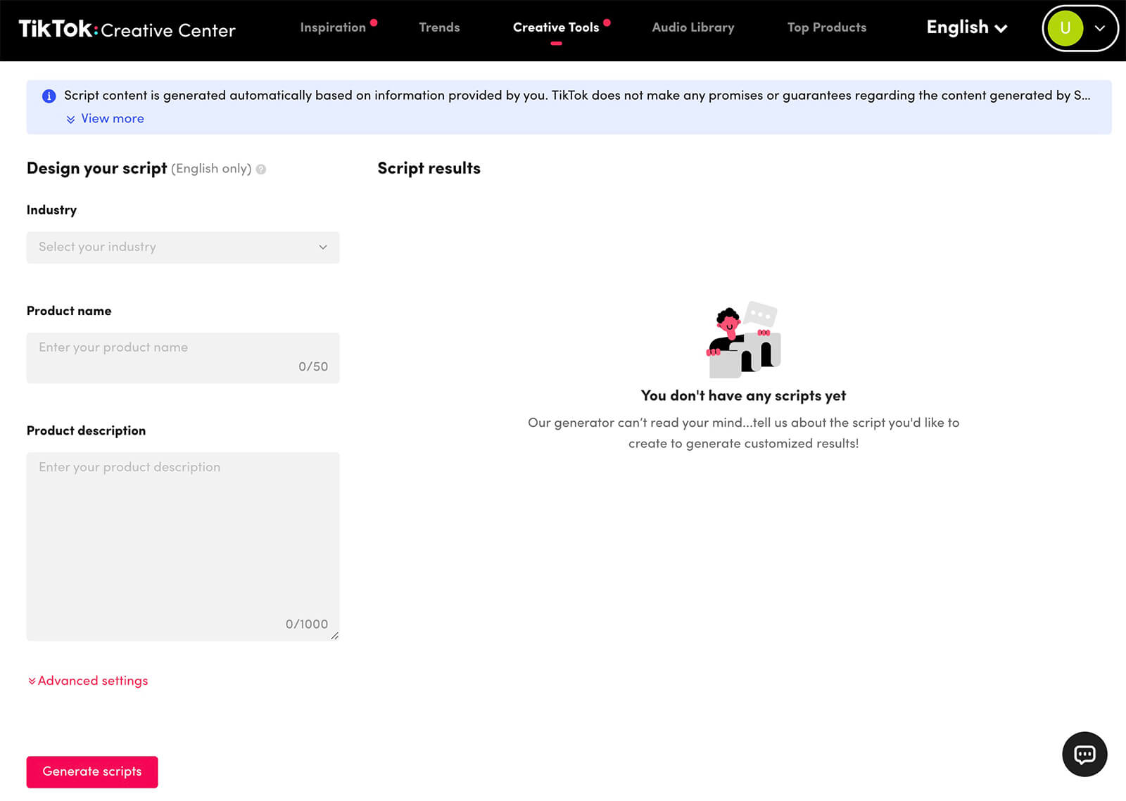tiktok-ai-script-generator-creative-center-creative-tools-design-your-script-using-industry-product-name-product-description-1
