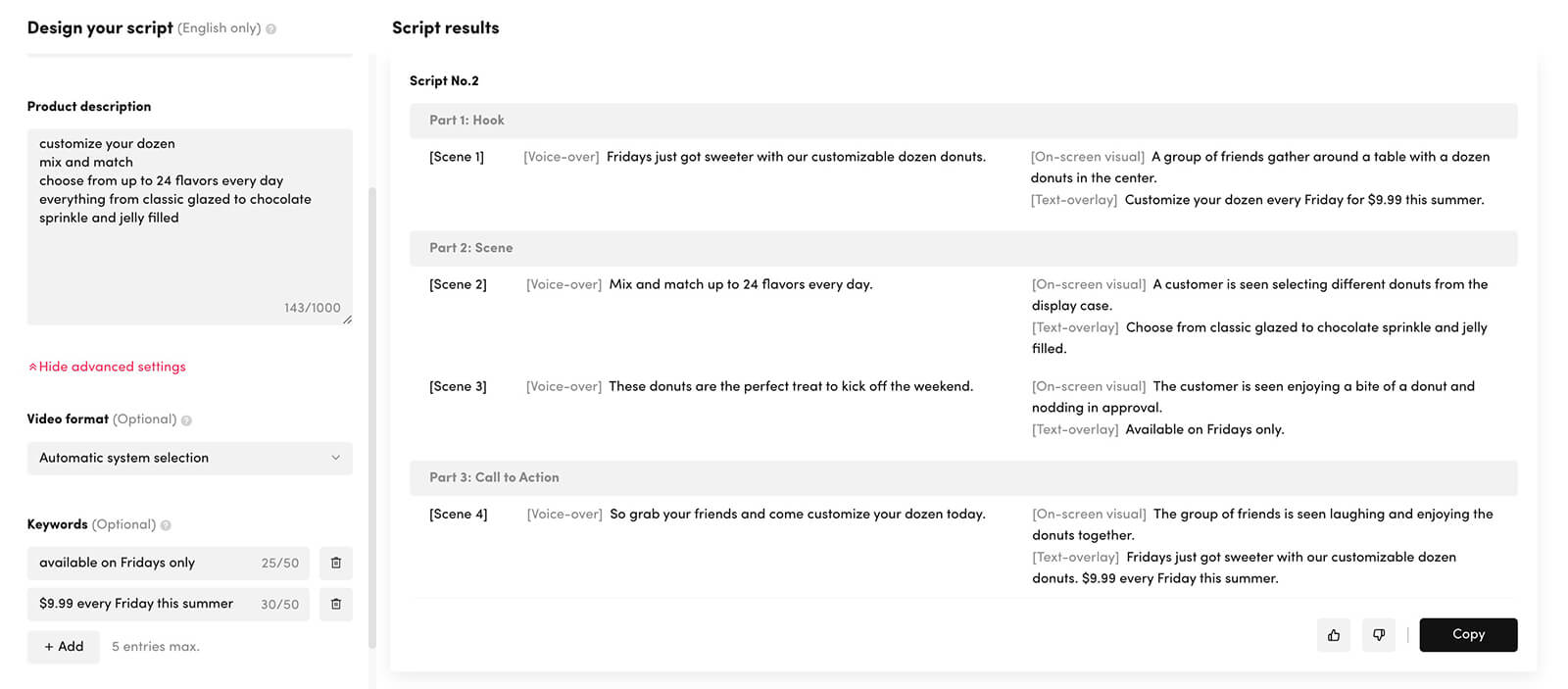 tiktok-ai-script-generator-design-your-script-results-hide-advanced-settings-video-format-keywords-script-no-2-option-6