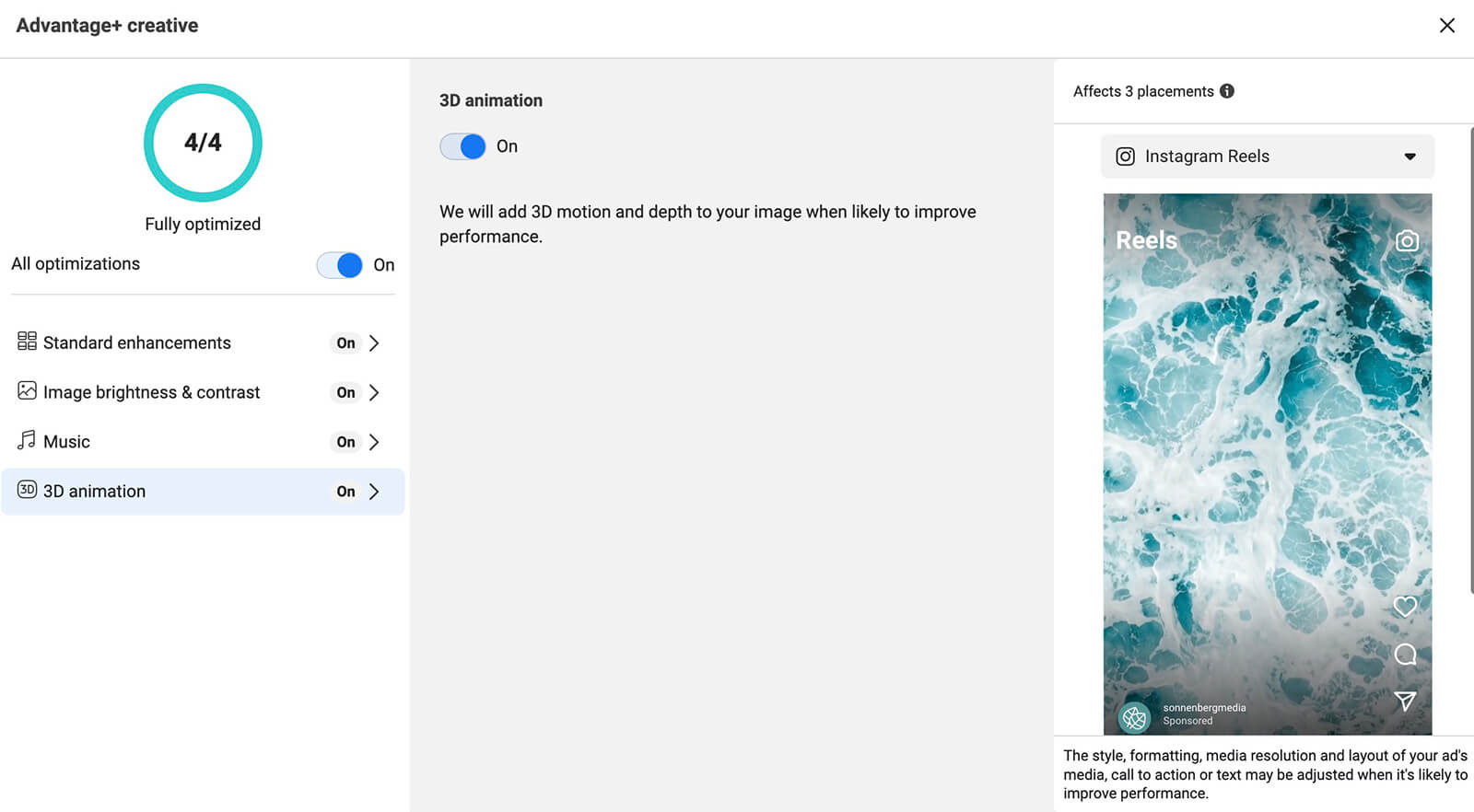 ads-on-reels-facebook-instagram-edit-optimize-creatives-enable-advantage-plus-3d-animation-15