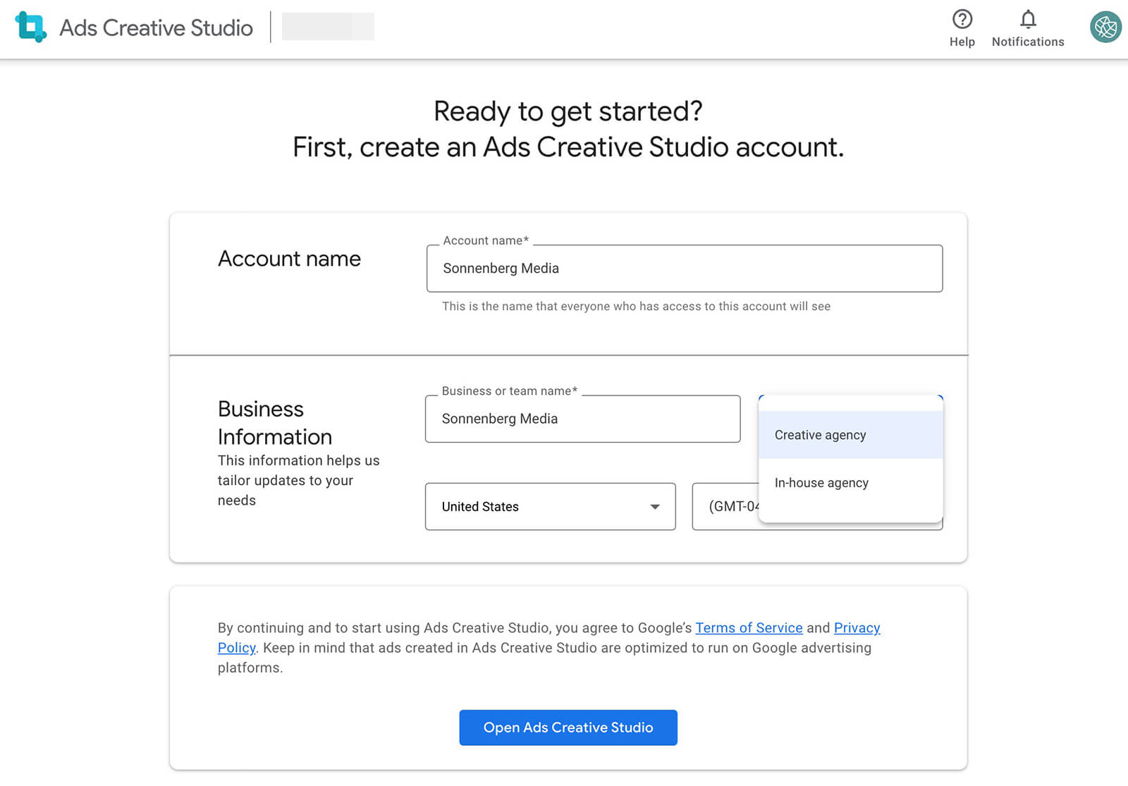 create-youtube-video-ads-quickly-use-ads-creative-studio-to-plan-customize-set-up-account-landing-page-1