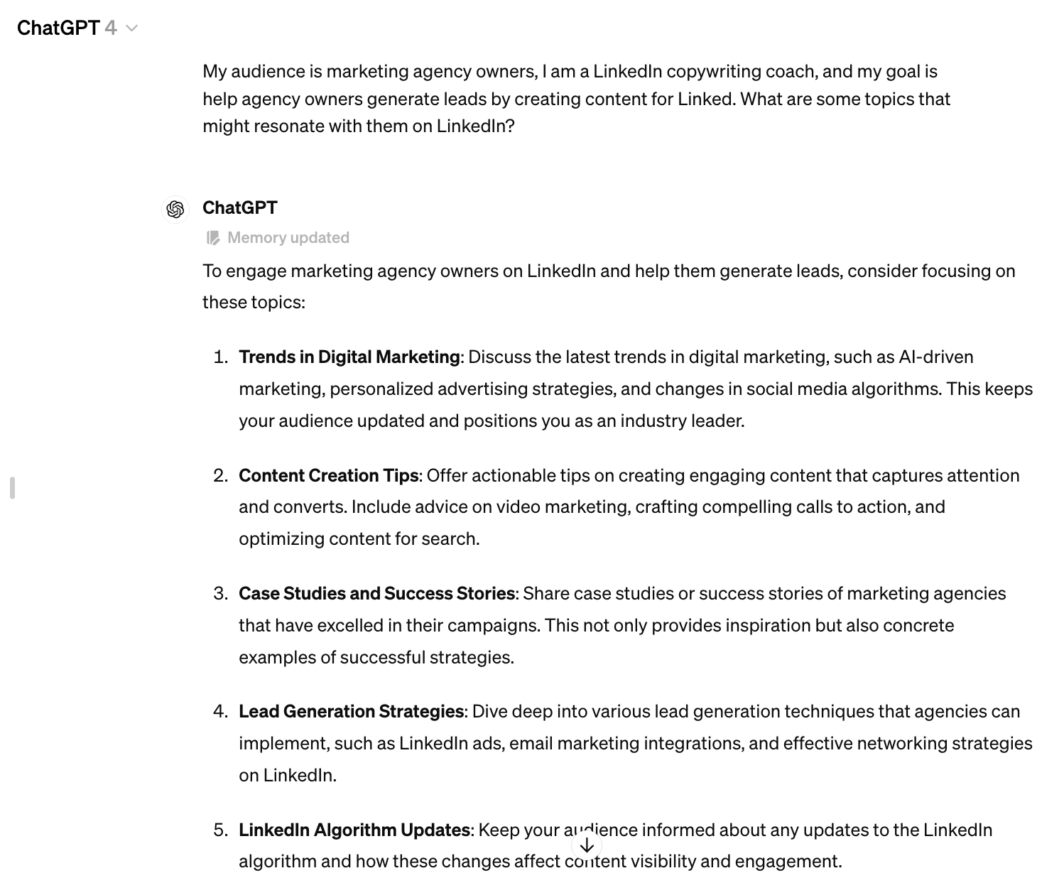 linkedin-written-content-strategy-generate-content-ideas-for-linkedin-example