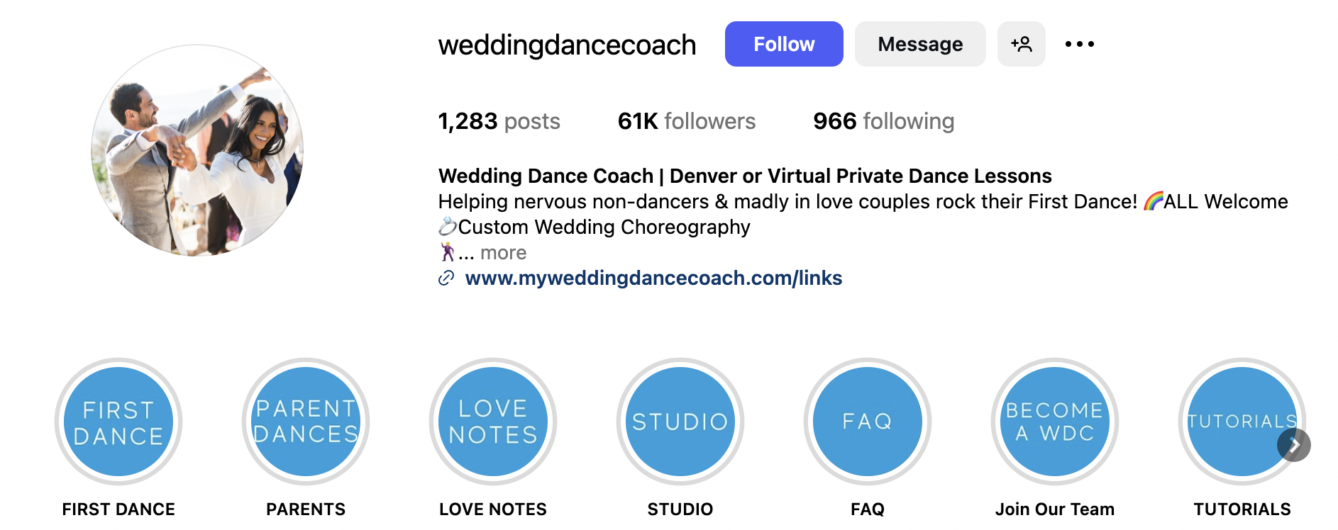 instagram-content-strategy-weddingdancecoach-bio